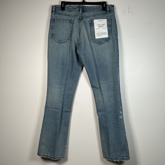 Frame NWT Jeans Women's 30 The Low Boot Cut Blue Faded Distressed Denim Pants - Picture 2 of 7